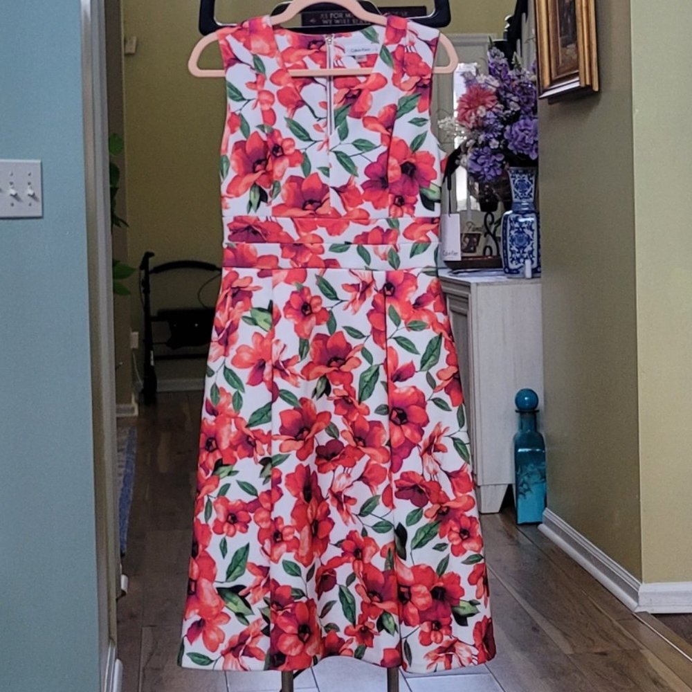 Calvin Klein Red Floral Dress